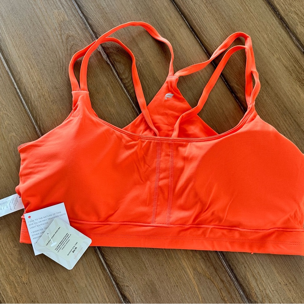 Fabletics Orange Sports Bra with Crisscross Straps